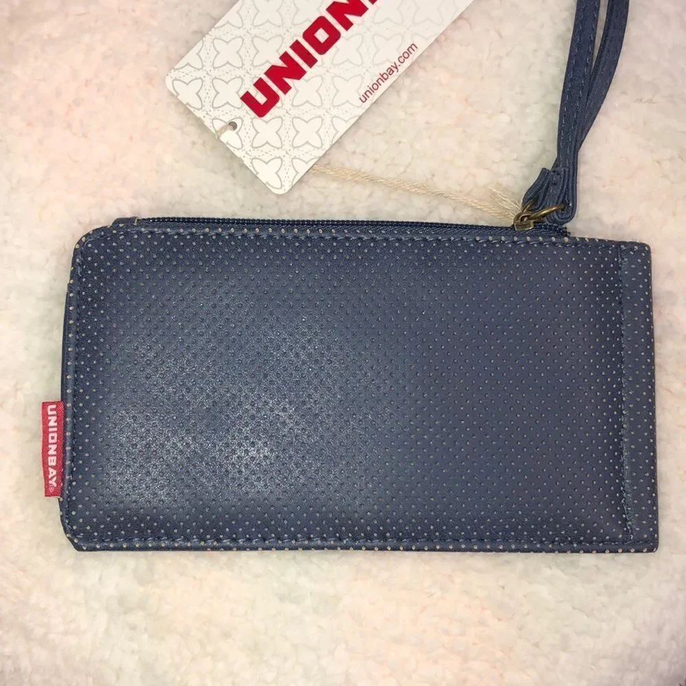 Unionbay Travel Padded Faux Leather Double Zip Wallet Passport Card Holder
